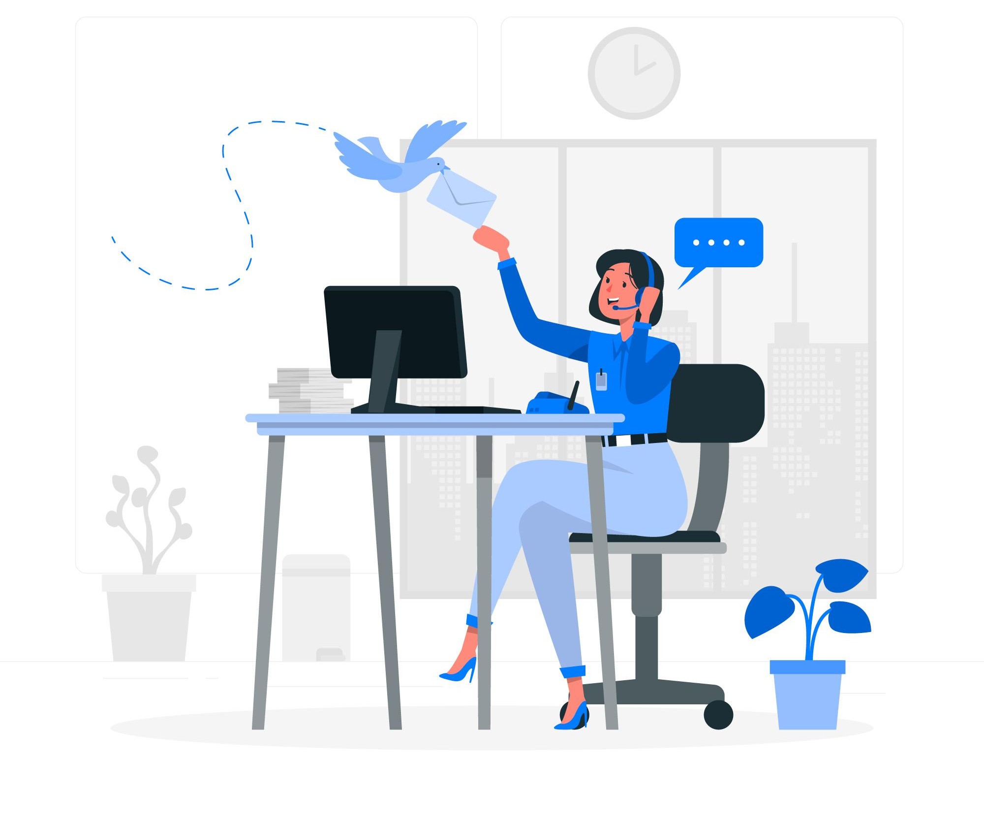 Illustration of a woman with laptop